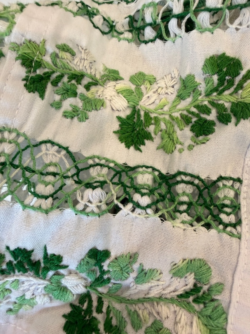 White Blouse with Green Floral Embroidery - Picture 8 of 9